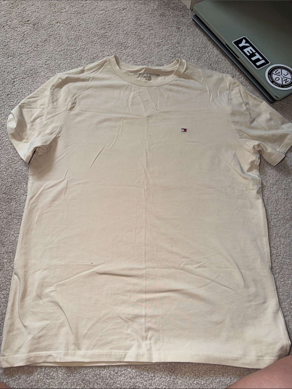 Tommy Hilfiger Men's Cream Short Sleeve Crewneck Tee